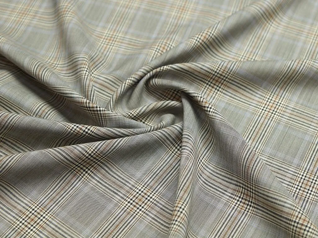 Двухсторонняя костюмная ткань в клетку, черно-коричневый цветизображение