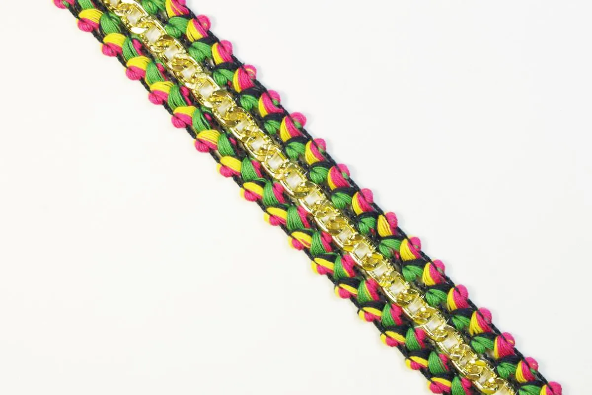 Тесьма декоративная с цепочкой, мультиколор, ширина 28 ммизображение