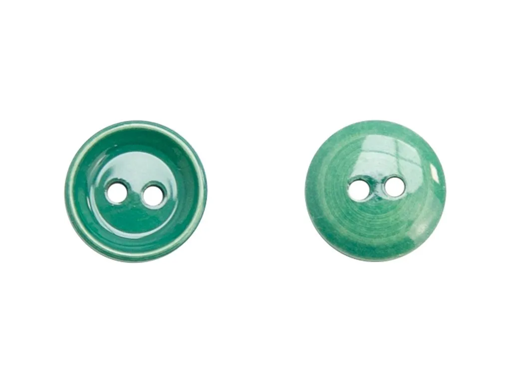  Пуговица пластмассовая рубашечная, 2 прокола, зелёный глянец, диаметр 12 ммизображение