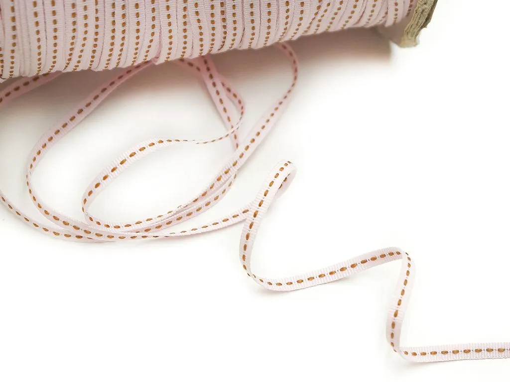 Лента репсовая, розового цвета, ширина 5 мм, со стежкомизображение