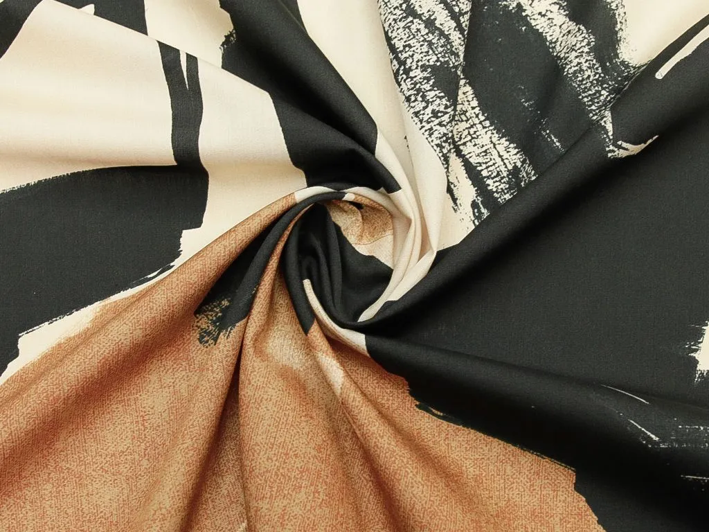 Батист с крупным абстрактным рисунком, в коричневых тонахизображение