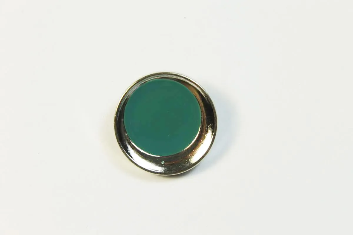Пуговица металлическая, на ножке, никель с бирюзовой эмалью, диаметр 22 ммизображение