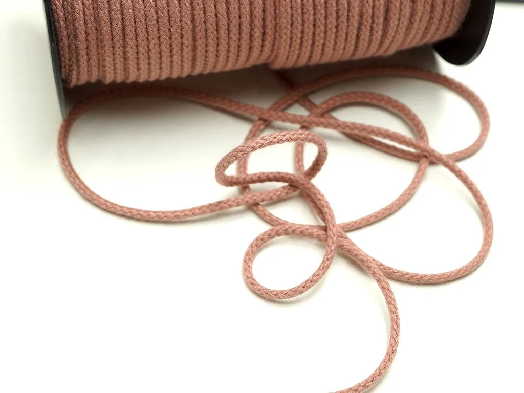 Шнур акриловый, круглый, пыльно-розового цвета, ширина 4 ммизображение