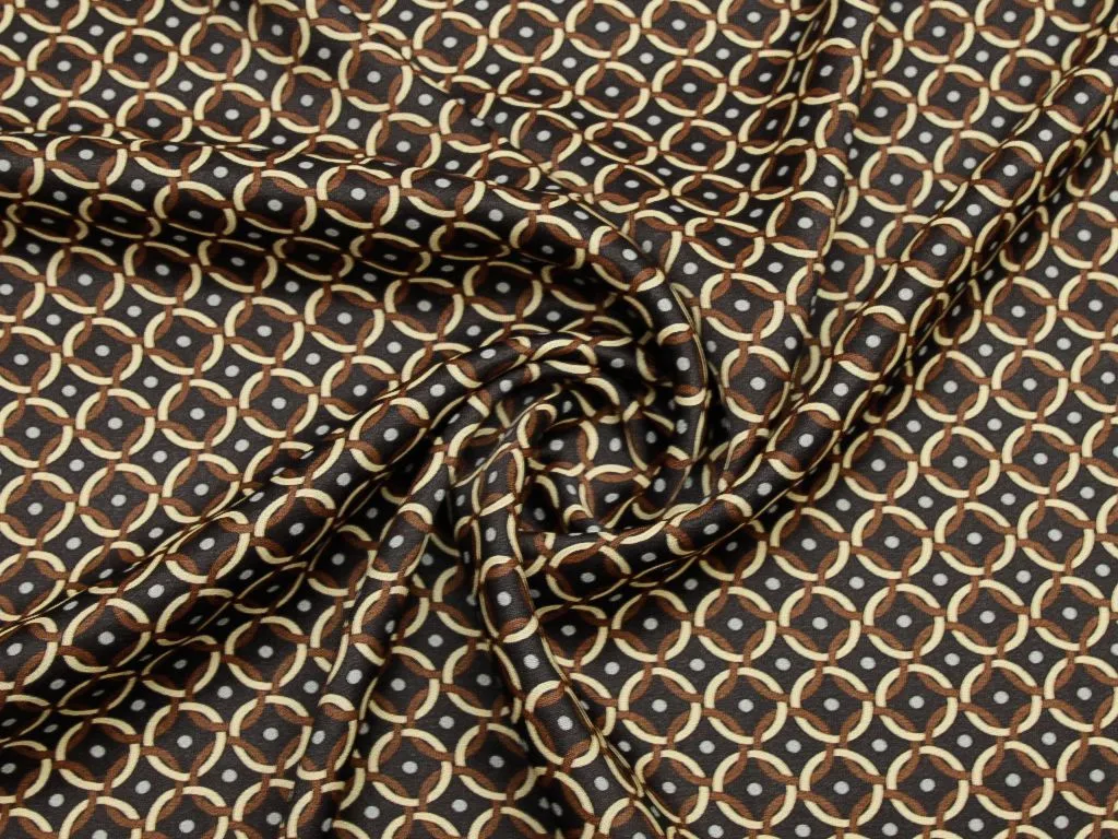 Плательная ткань Emaar, в коричнево-бежевых тонах с мелкими кружочкамиизображение
