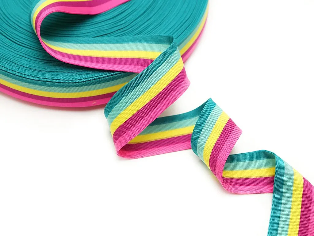 Лента лампасная в полоску, трикотажная, мультиколор, шириной 40 ммизображение