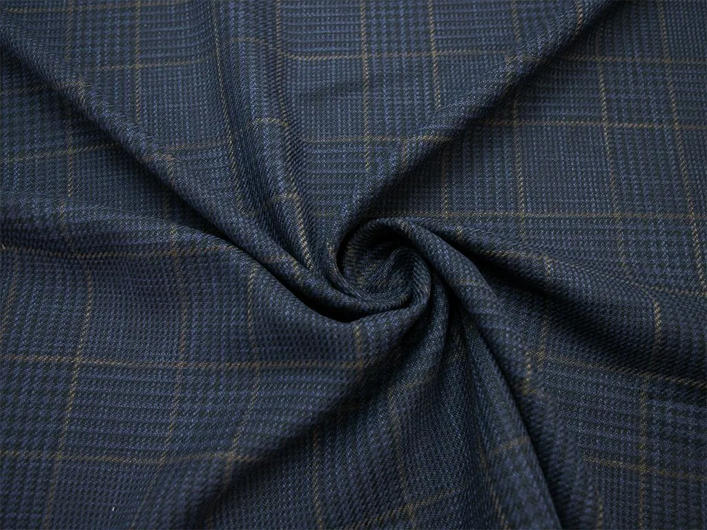 Двухсторонняя костюмная ткань в клетку, цвет сине-коричневыйизображение