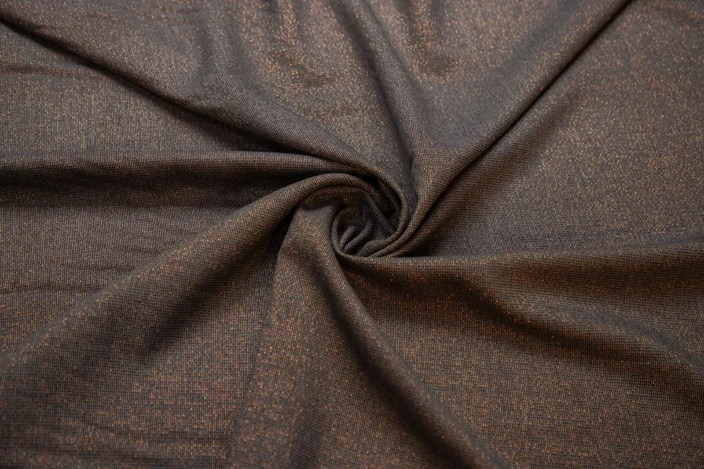 Костюмная ткань  в узкую горизонтальную полоску с люрексом, в коричневых тонахизображение