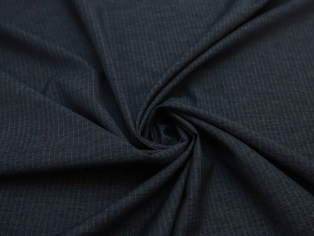 Шерстяная костюмная ткань в тонкую полоску, цвет синий меланжизображение