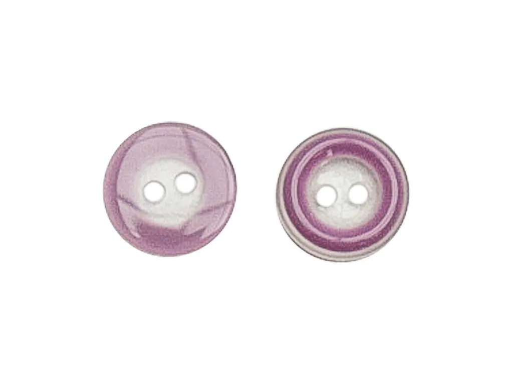 Пуговица рубашечная, 2 прокола, пластик, цвет прозрачный+ободок сирень, диаметр 11 ммизображение
