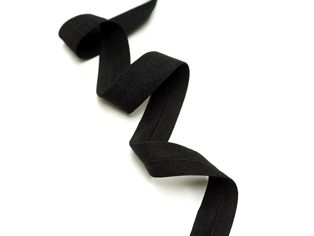 Бейка-стрейч (резинка) вязаная, чёрного цвета, ширина 24 мм  изображение