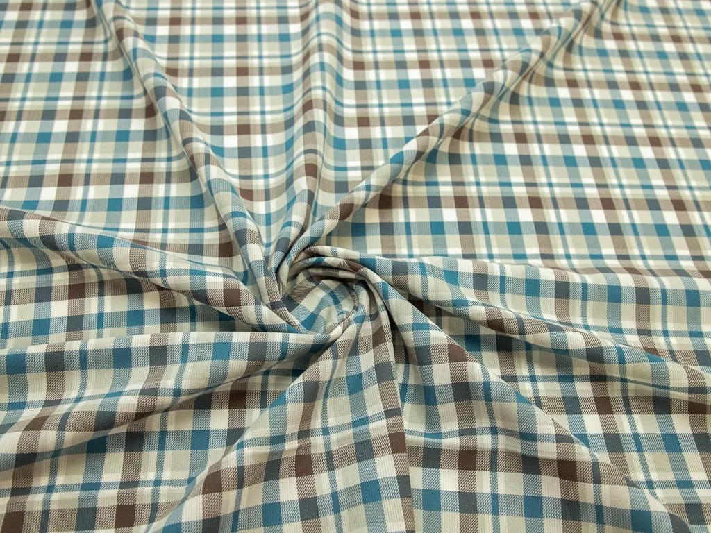 Костюмно-плательный хлопок с крупную клетку, цвет серо-голубойизображение