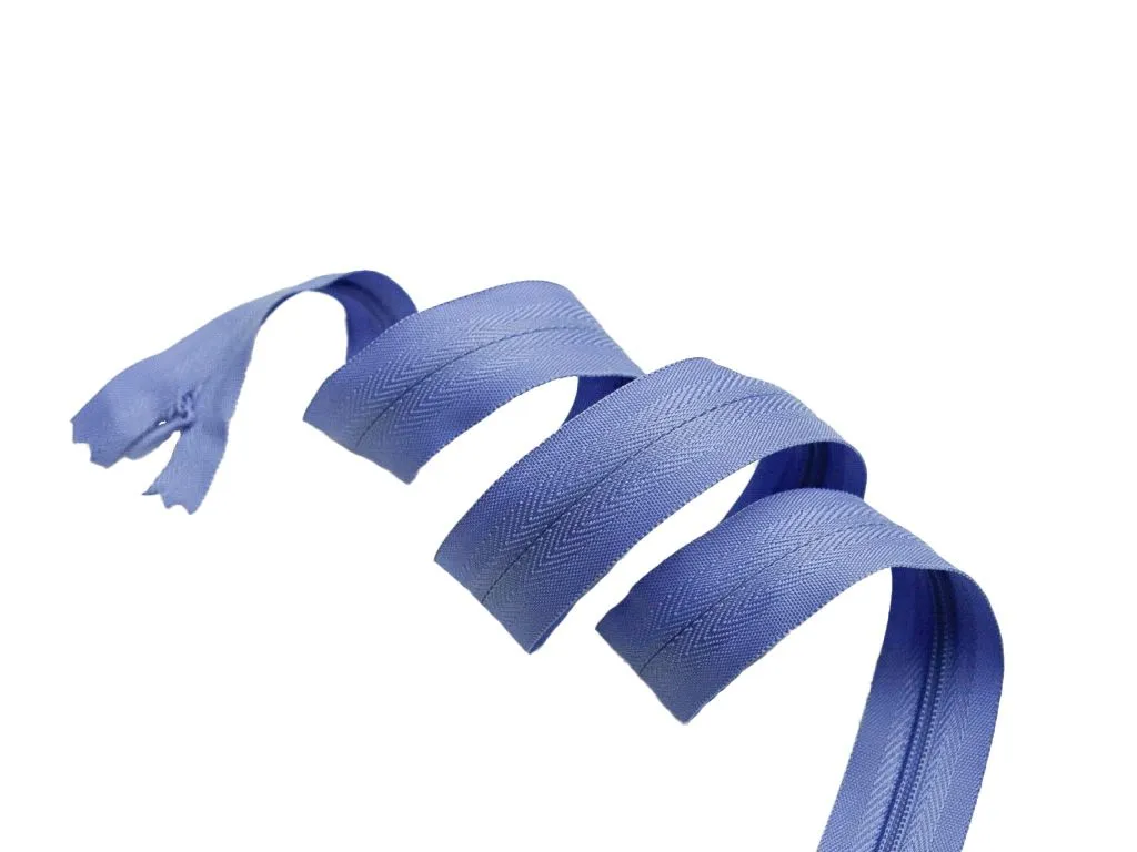 Молния потайная с металлическим замком, тёмно-голубого цвета, длина 60 см изображение