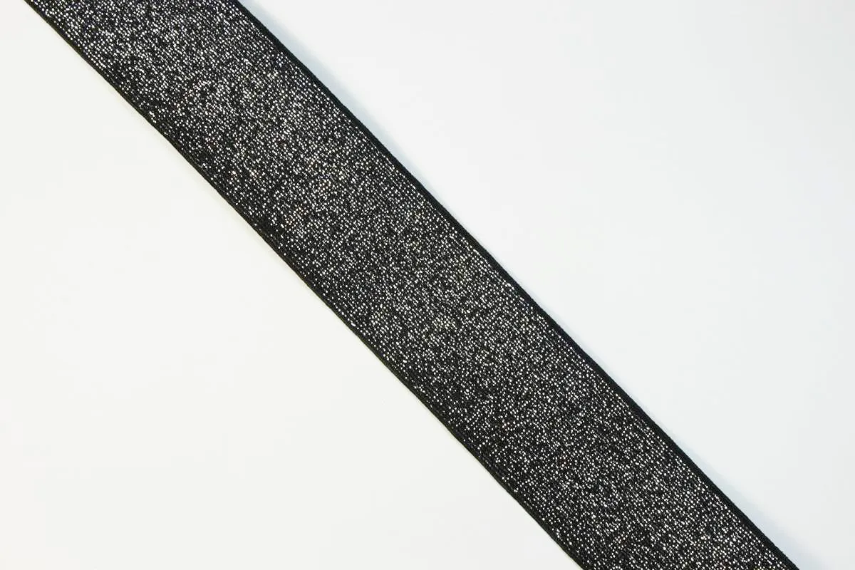 Резинка декоративная, металлик, тёмное серебро, ширина 34 ммизображение