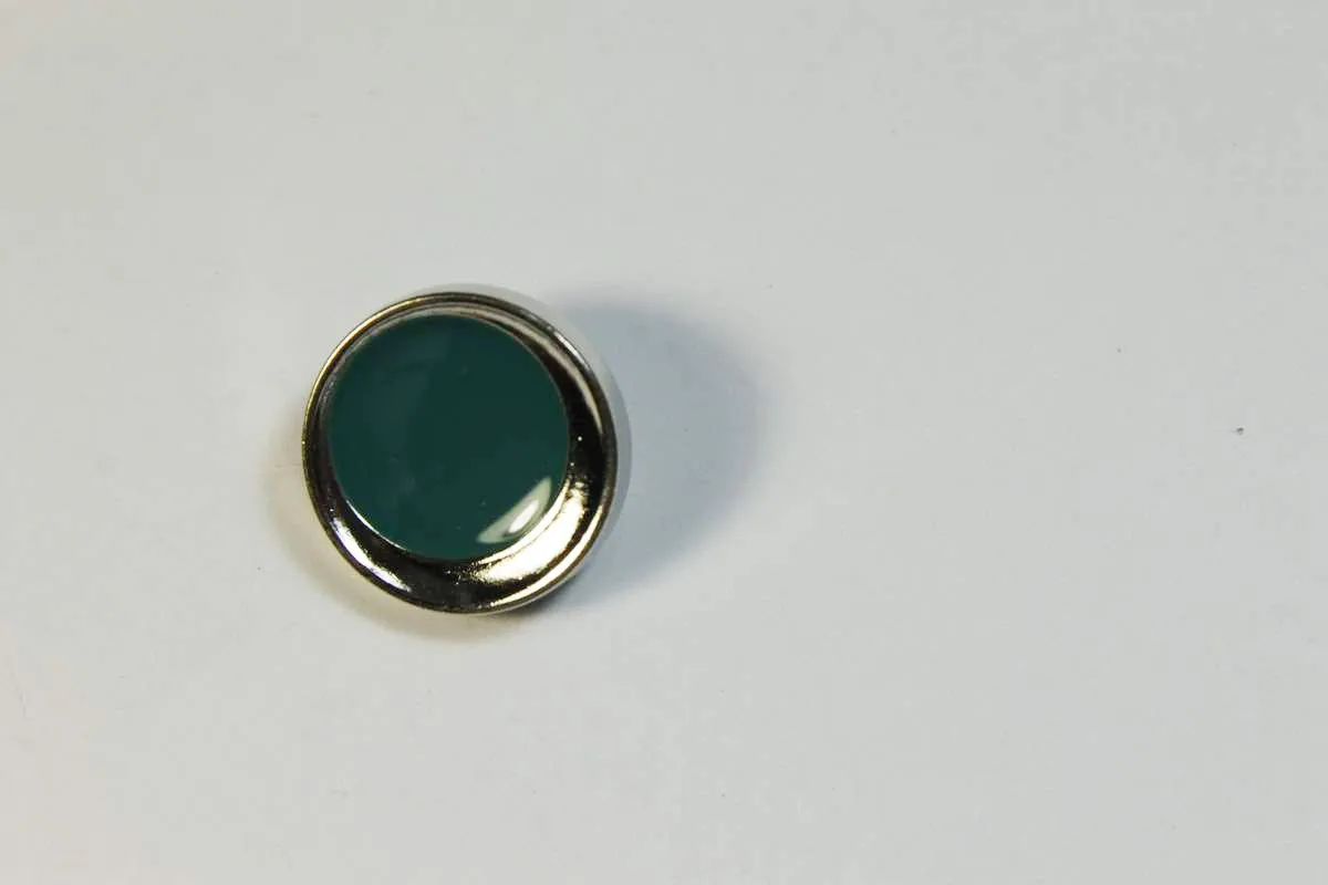 Пуговица металлическая, на ножке, никель с бирюзовой эмалью, диаметр 17 ммизображение