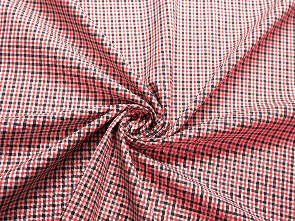 Двухсторонняя костюмная ткань в мелкую клетку, цвет черно-красныйизображение