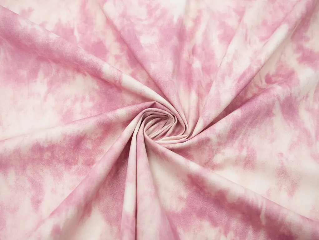 Хлопок рубашечно-плательный с рисунком тай-дай, цвет розовыйизображение