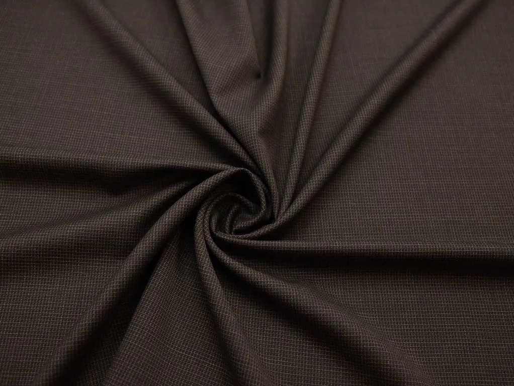 Шерстяная костюмная ткань в пунктирную клетку, цвет сине-коричневыйизображение