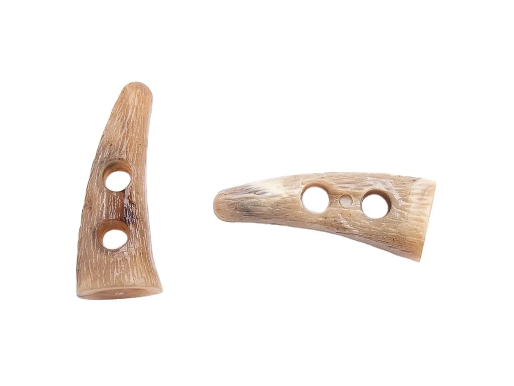 Пуговица пластмассовая, 2 прокола, "рожок", коричневый меланж, размер 40*15 ммизображение