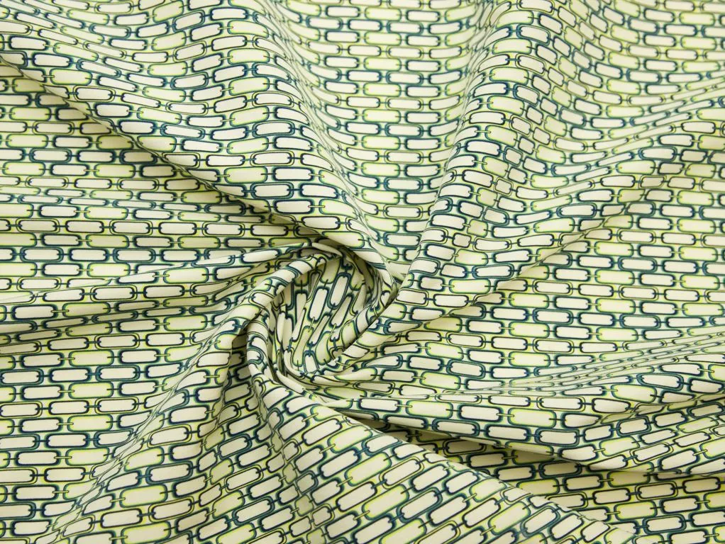 Рубашечно-плательный хлопок с геометрическим принтом на кремовом фонеизображение