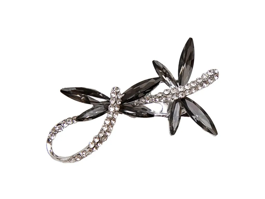 Брошь "МОТЫЛЬКИ" серебряного цвета со стразами, 50*27 ммизображение