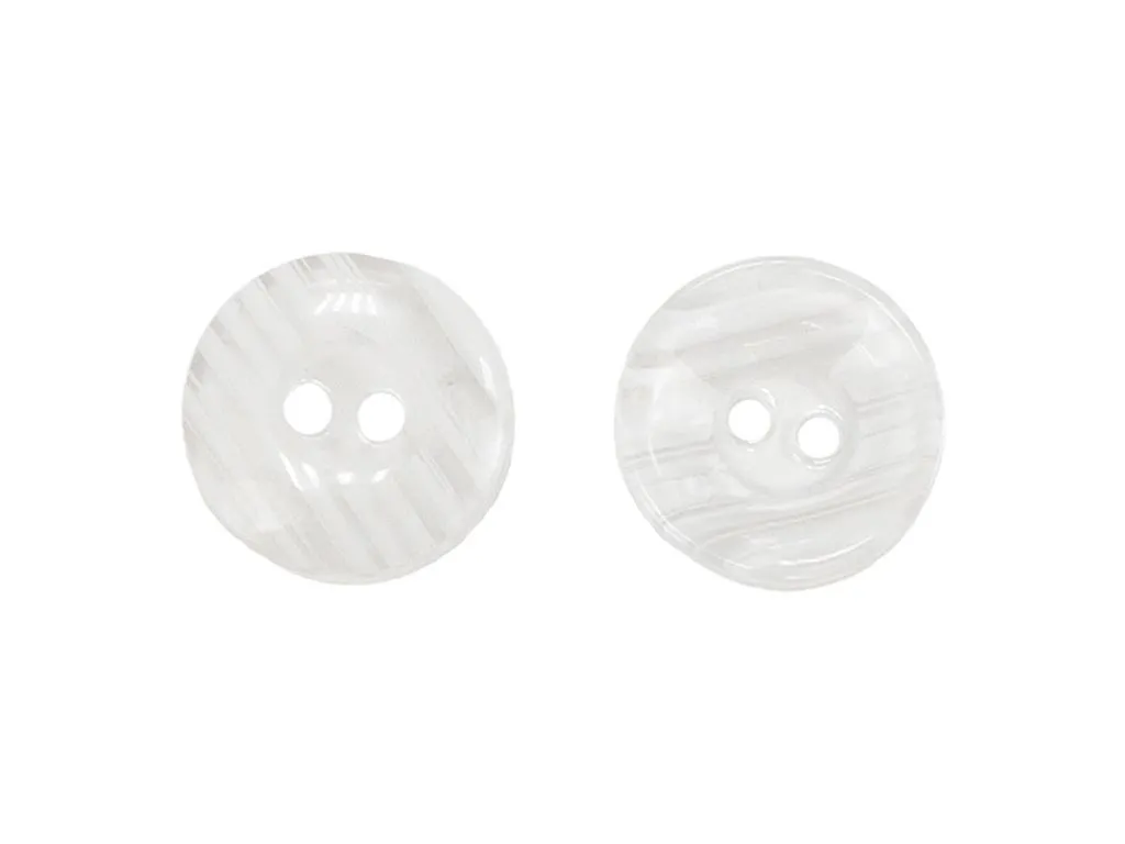 Пуговица пластиковая на пришив, 2 прокола, прозрачная с молочными штрихами, диаметр 15ммизображение