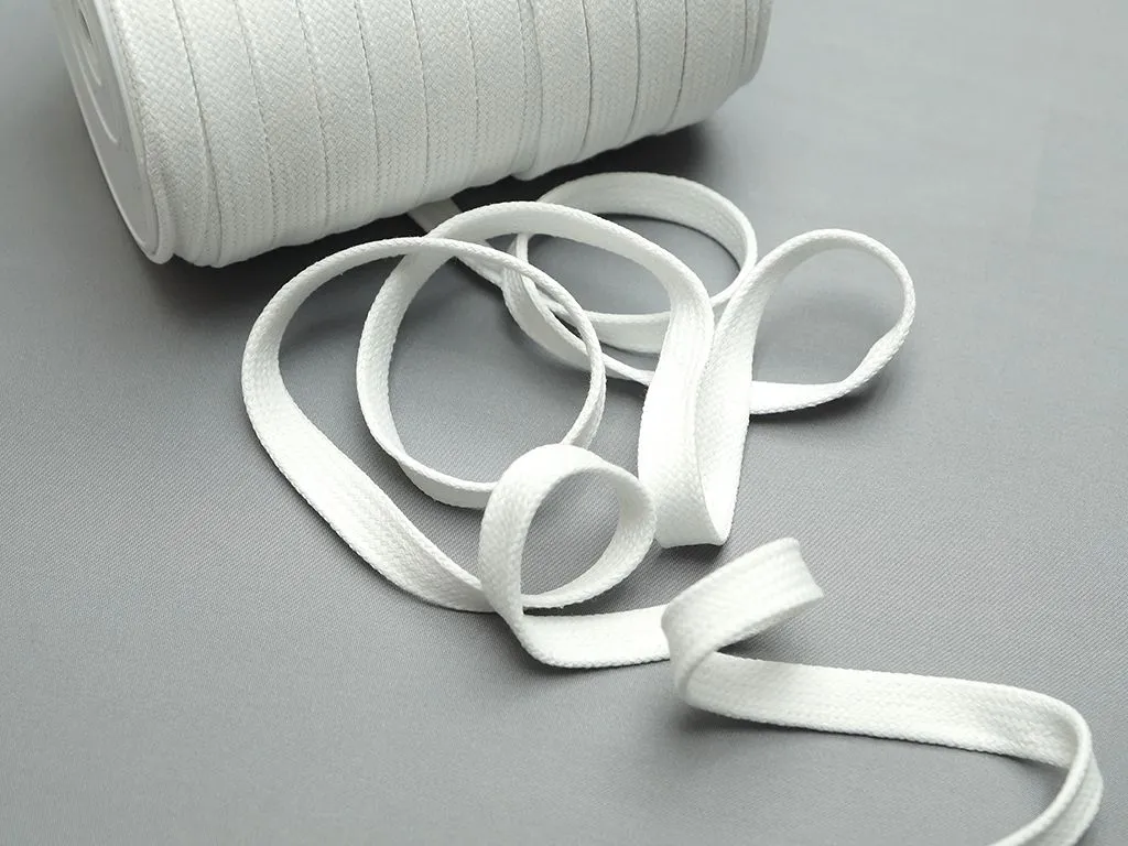 Шнур плоский, плетеный, х/б, белого цвета, ширина 15 ммизображение