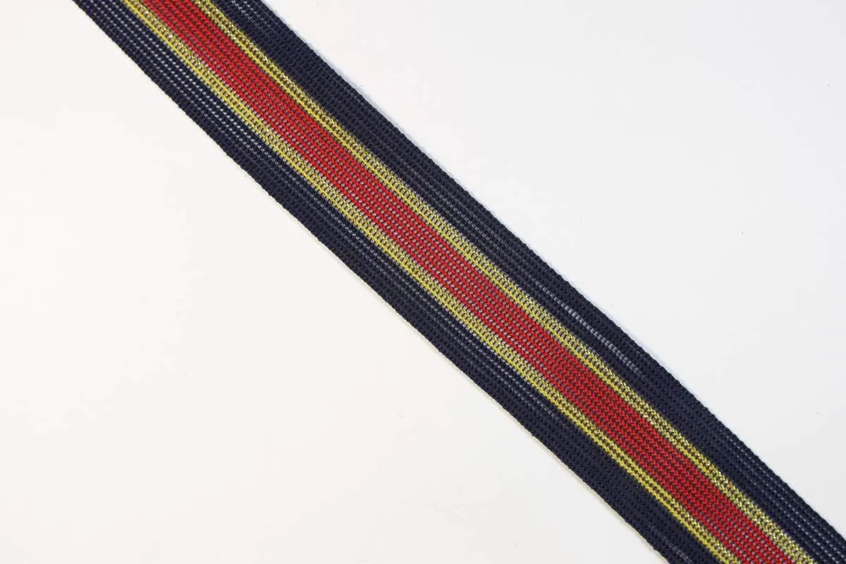 Лента-сетка лампасная, сине-красная с золотом, шириной 30 ммизображение