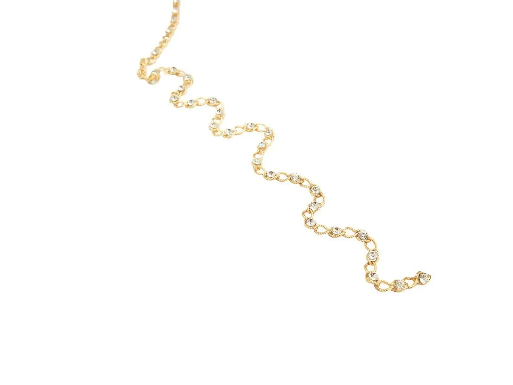 Цепь декоративная металлическая, золотого цвета, со стразами, ширина 8 ммизображение