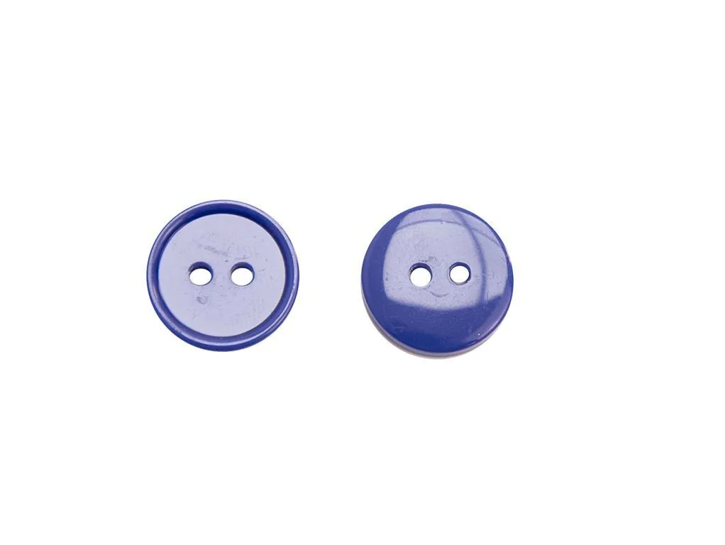  Пуговица пластмассовая, 2 прокола, ярко-синяя, диаметр 17 ммизображение