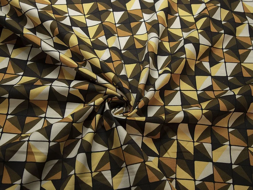 Хлопок костюмно-плательный с геометрическим рисунком, в коричневых цветахизображение