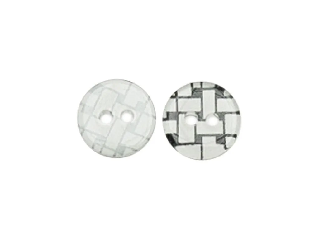 Пуговица блузочная, пластик, 2 прокола, чёрно-белая плетёнка, диаметр 13 ммизображение