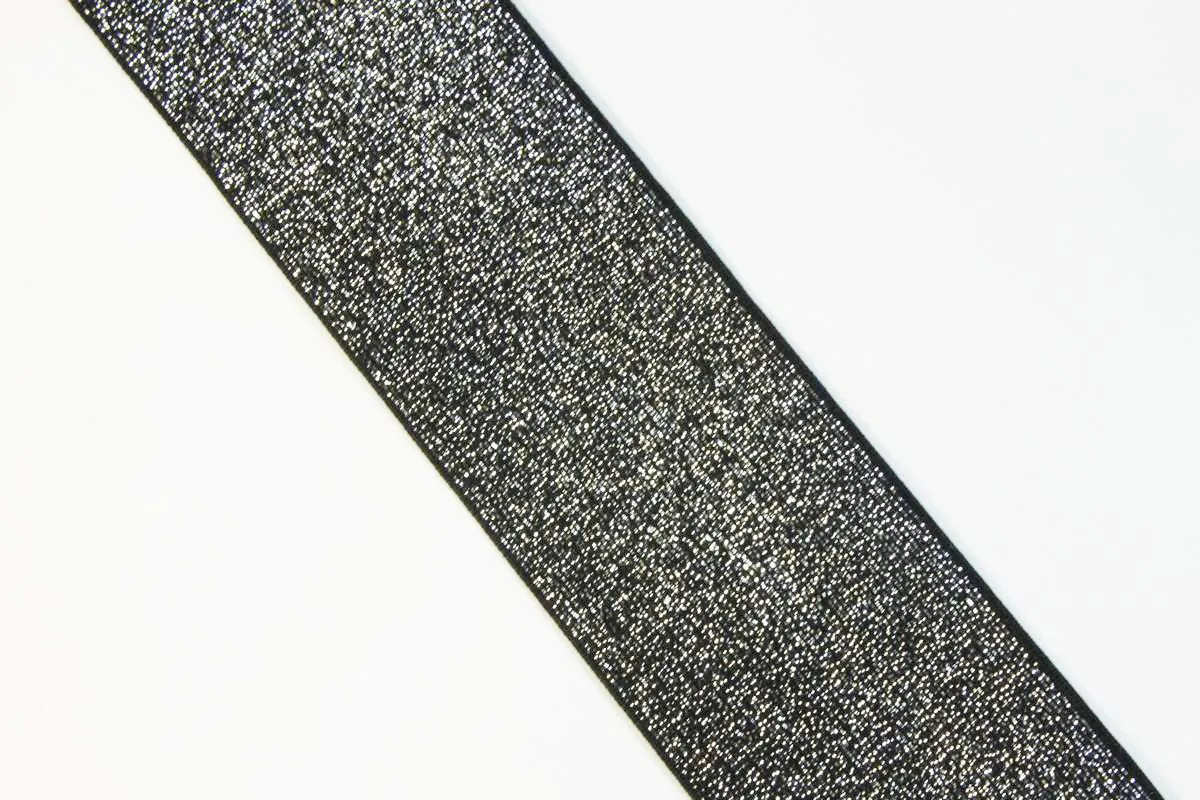 Резинка декоративная, металлик, тёмное серебро, ширина 48 ммизображение