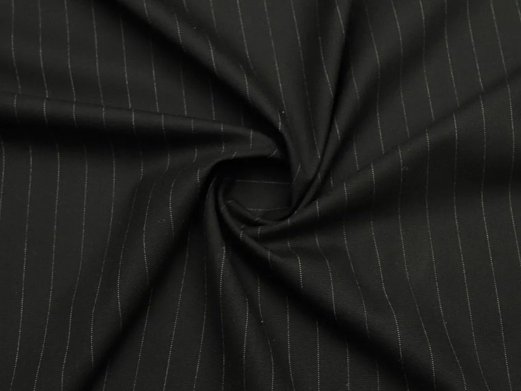 Костюмно-плательная ткань, чёрного цвета в вертикальную тонкую белую полоскуизображение