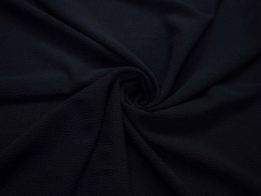 Костюмно-плательная ткань с эффектом жатки, цвет темно-синийизображение