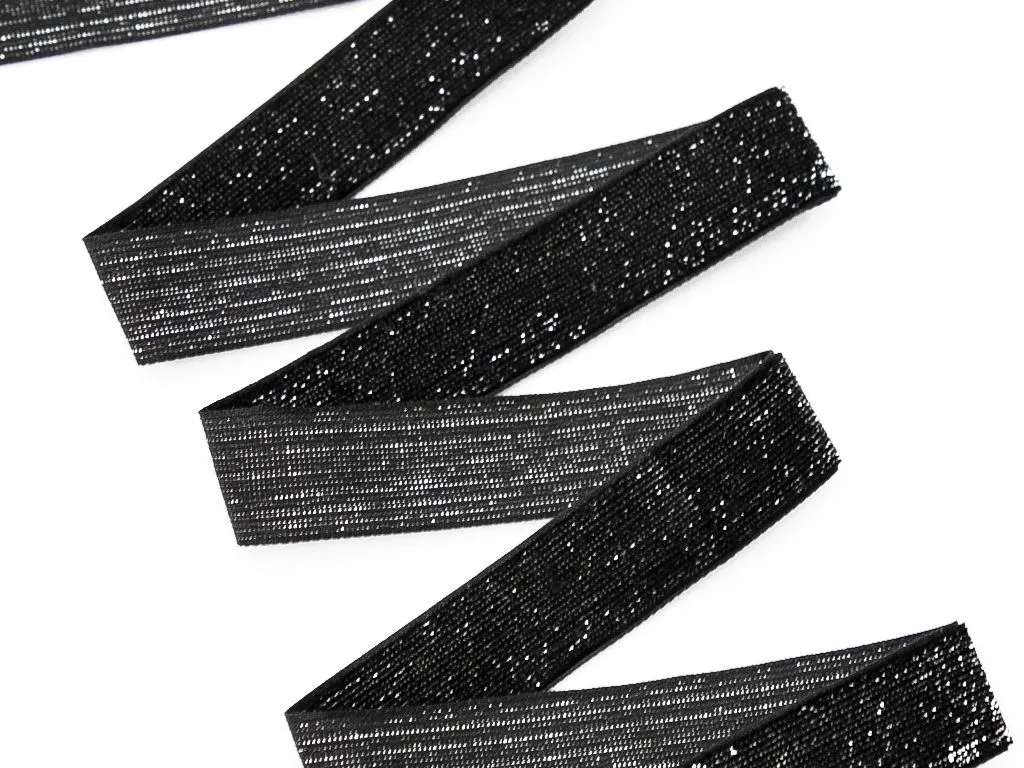 Лента репсовая, чёрного цвета с люрексом, ширина 17 ммизображение