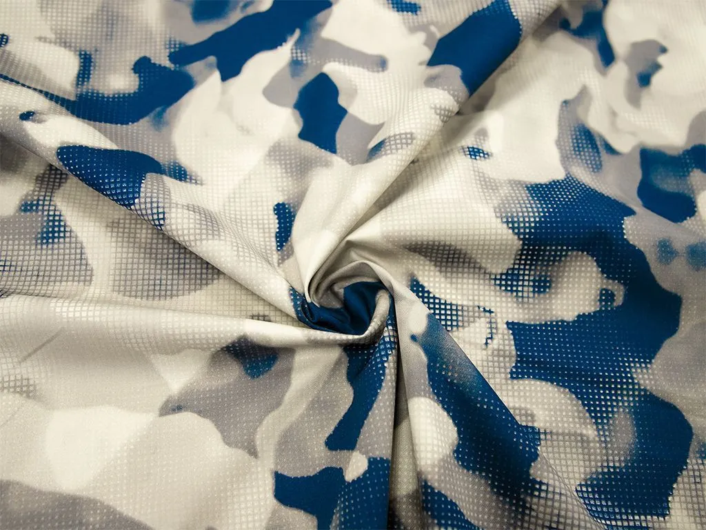 Хлопок рубашечно-плательный с рисунком абстрактным, сине-коричневый цветизображение