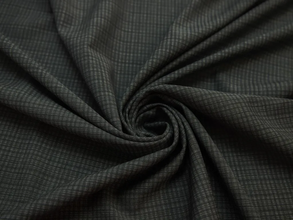 Шерстяная костюмная ткань в мелкую клетку, в серых тонахизображение