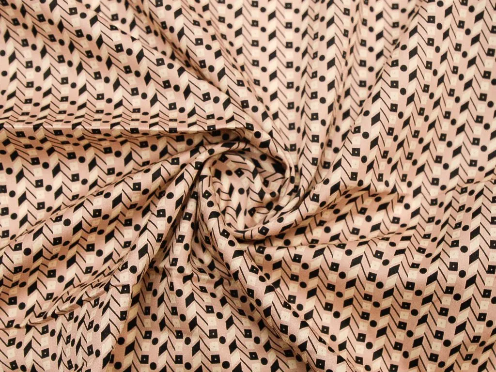 Рубашечно-плательный хлопок с геометрическим рисунком, цвет черно-бежевыйизображение