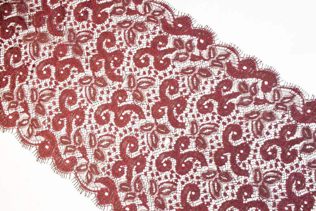 Кружево SOLSTISS, бордового цвета, ширина 195 мм изображение