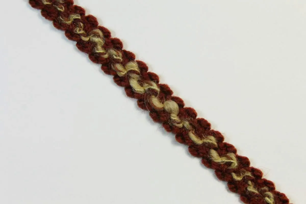 Тесьма плетёная декоративная, беж/терракот, ширина 15 ммизображение