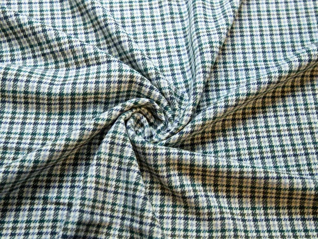 Двухсторонняя костюмная ткань в гусиную лапку, цвет сине-зеленыйизображение