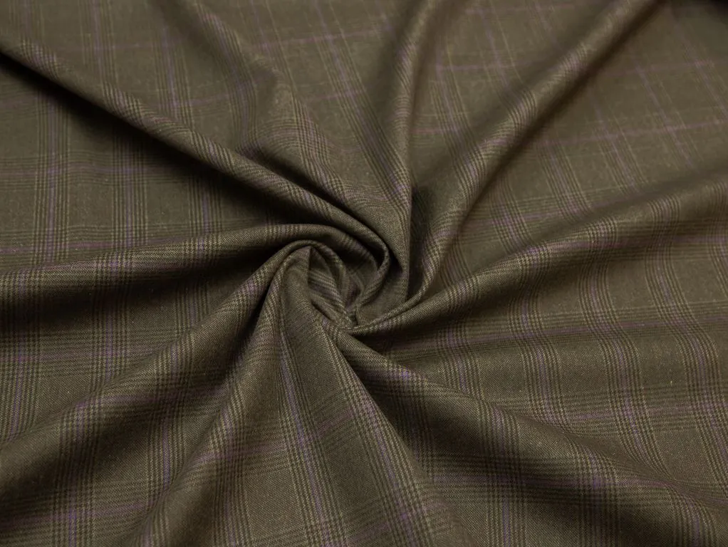 Хлопковая костюмная фланель в клетку, цвет коричнево-фиолетовыйизображение