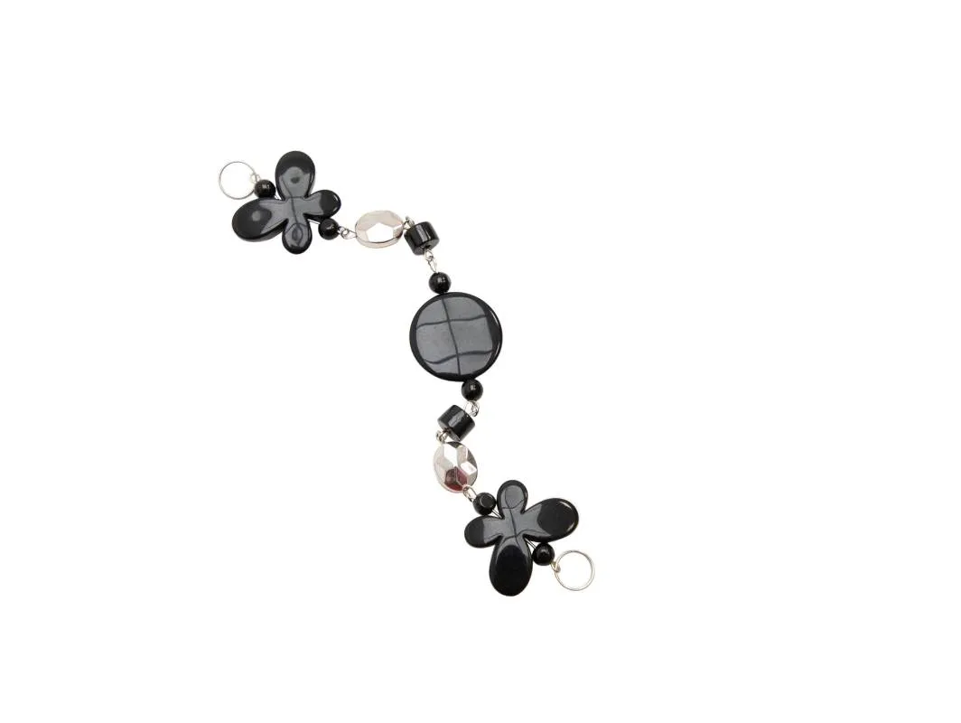 Украшение на пришив БУСЫ, чёрные бабочкм, длина 200 ммизображение