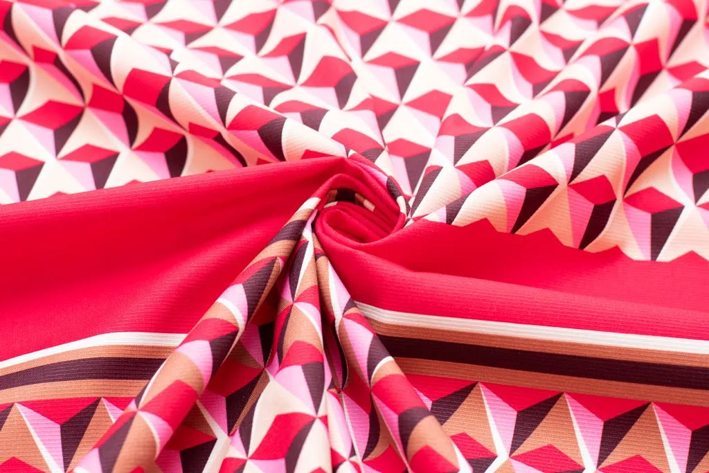 Костюмно-плательный хлопок с рисунком "Калейдоскоп", розово-бежевый цвет, купон 1.2 мизображение