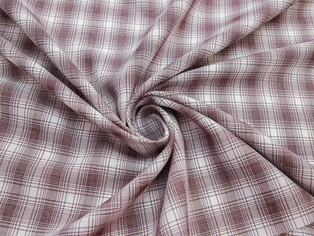 Шерстяная костюмная ткань в клетку, цвет бордово-белыйизображение