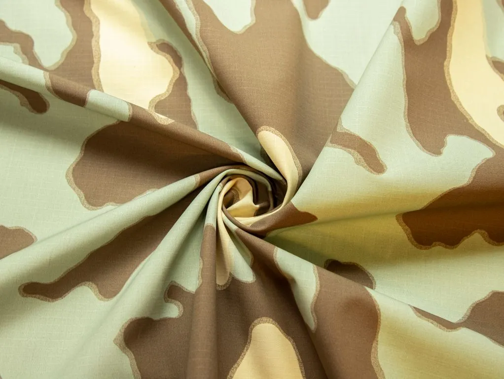 Хлопок рубашечно-плательный с рисунком "милитари", цвет коричнево-бежевыйизображение