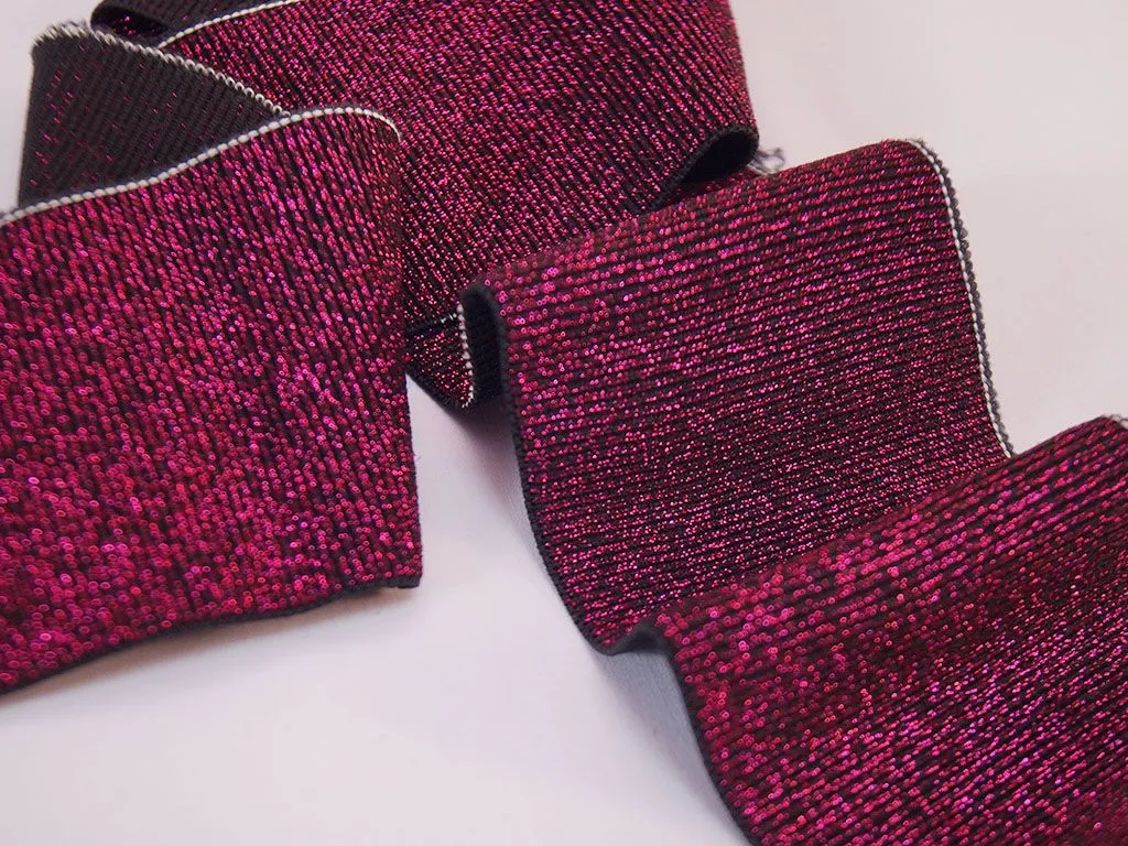 Резинка манжетная, 930*70 мм, цвет: тёмно-розовый/люрексизображение