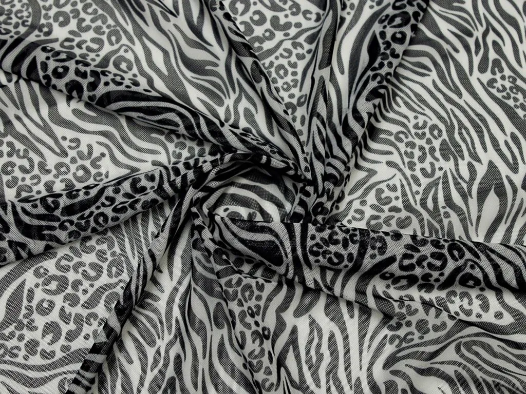 Сетка с анималистичным принтом, цвет черно-белыйизображение