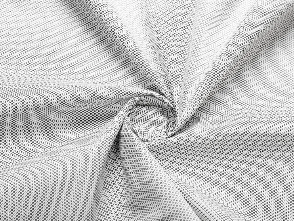 Сорочечный хлопок с рисунком "Кружочки", цвет черно-белыйизображение