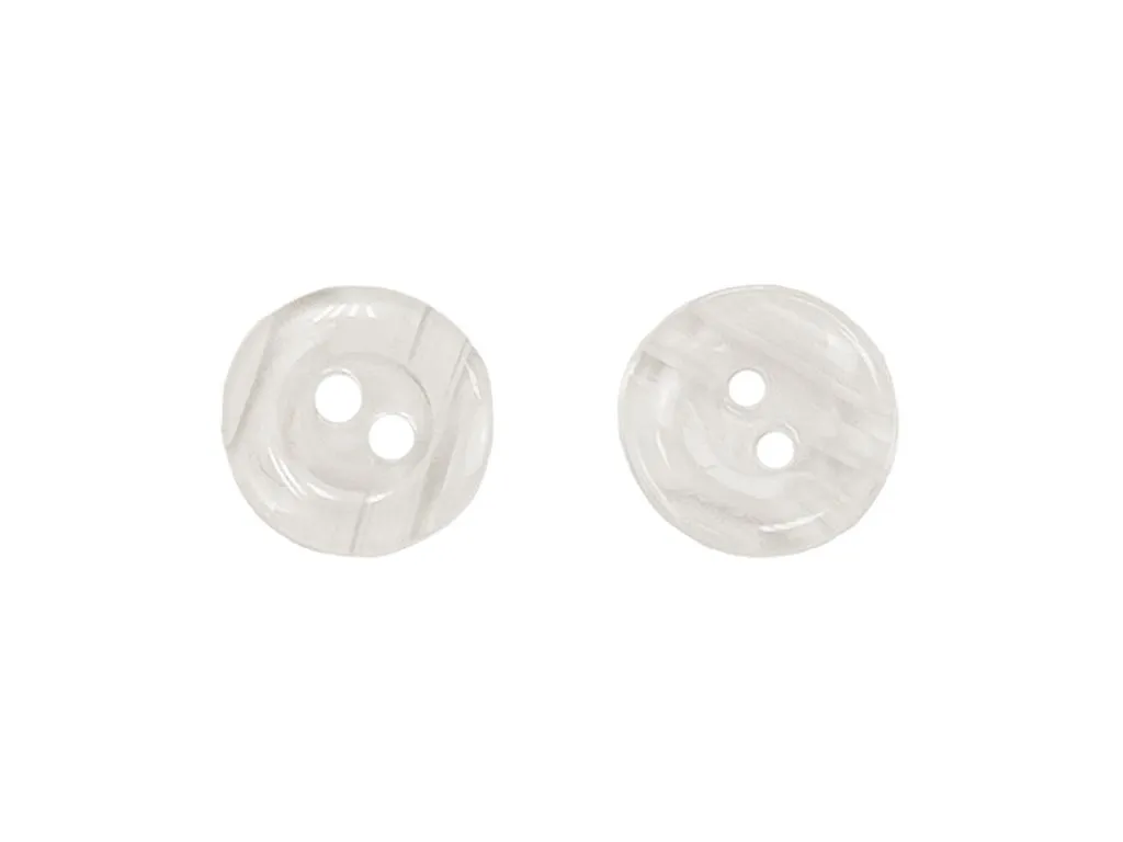 Пуговица пластиковая на пришив, 2 прокола, прозрачная с молочными штрихами, диаметр 11ммизображение